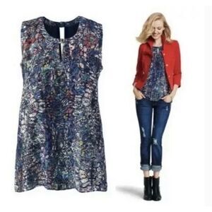 Cabi Stained Glass Keyhole Tank Top Sleeveless Top Small #3093